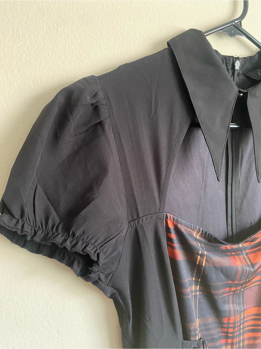 Killstar Amberic Tartan Dress Black Orange Plaid Chain Goth Punk M - Picture 6 of 10